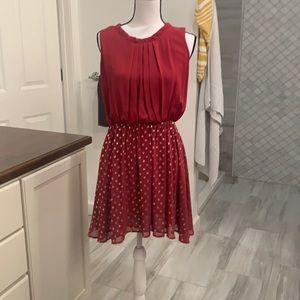 Little Red Dress with gold accents